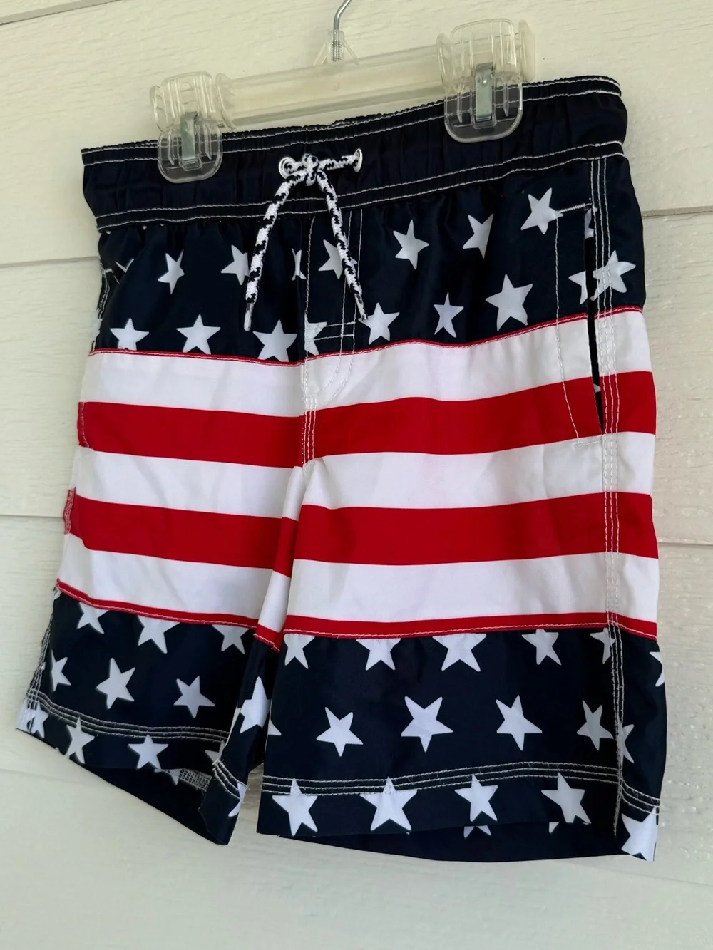 Gymboree Boys American Flag Swim Trunks w/Pockets - Red, White & Blue Size 5-6